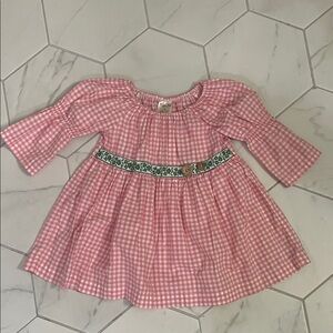 Matilda Jane Pink Gingham Tunic with Green Floral Belt